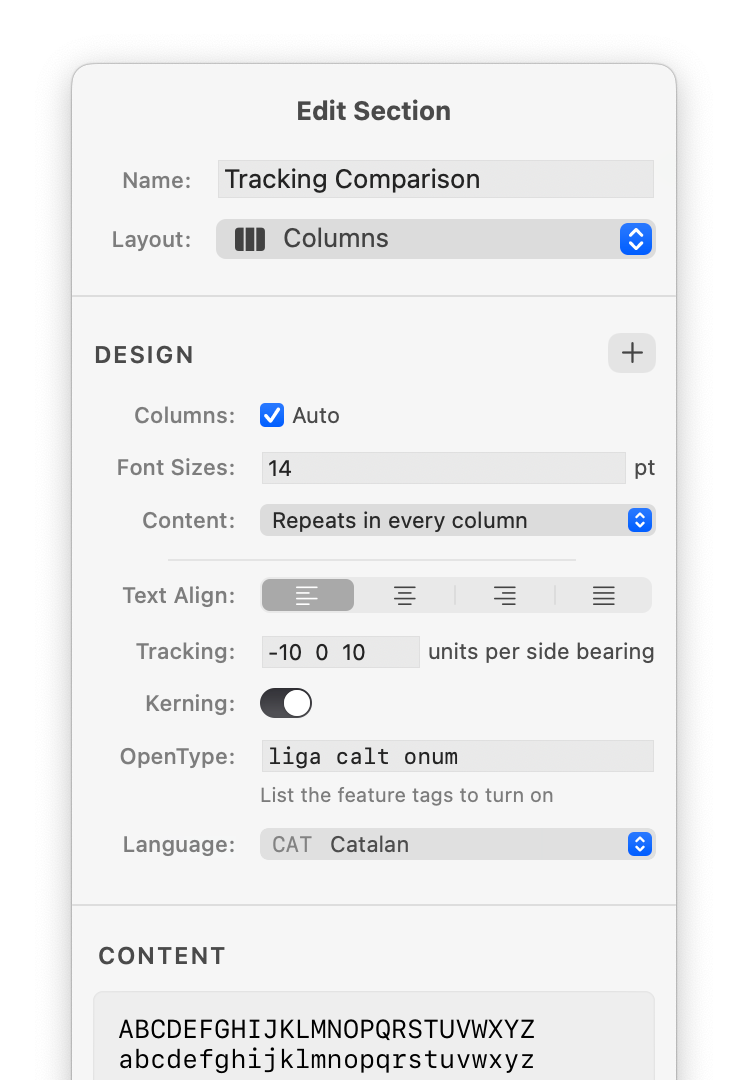 Section Editor and Design Attributes UI